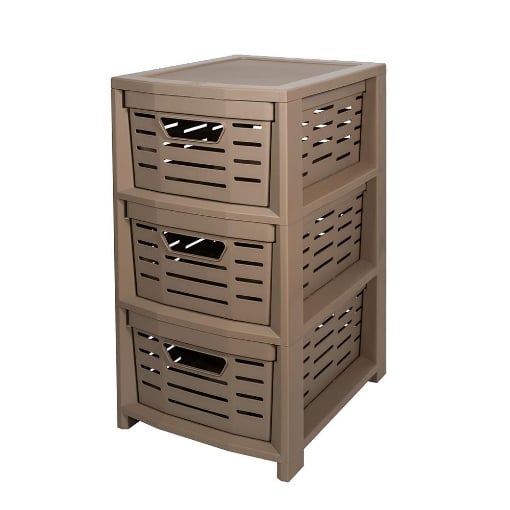 CARRELLO MULTIUSO IN POLIPROLPILENE CON 3 CASSETTI - 365X28,5X51,5  CM COLORE TORTORA
