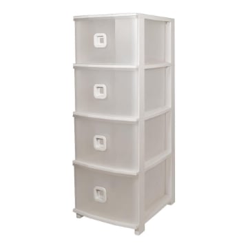 CASSETTIERA SLIM PLUS CON 4 CASSETTI IN POLIPROPILENE  - 37,5X28,5X80 CM COLORE BIANCO