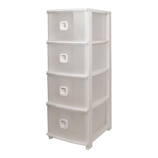 CASSETTIERA SLIM PLUS CON 4 CASSETTI IN POLIPROPILENE  - 37,5X28,5X80 CM COLORE BIANCO