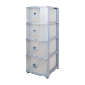 CASSETTIERA SLIM PLUS CON 4 CASSETTI IN POLIPROPILENE  - 37,5X28,5X80 CM COLORE GRIGIO