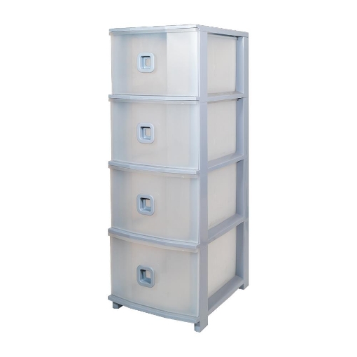 CASSETTIERA SLIM PLUS CON 4 CASSETTI IN POLIPROPILENE  - 37,5X28,5X80 CM COLORE GRIGIO