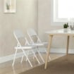 SET 2 SEDIE PIEGHEVOLI IMBOTTITE IN FINTA PELLE PU E METALLO, 45X46X78 CM, BIANCO