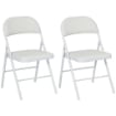 SET 2 SEDIE PIEGHEVOLI IMBOTTITE IN FINTA PELLE PU E METALLO, 45X46X78 CM, BIANCO
