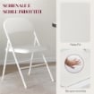 SET 2 SEDIE PIEGHEVOLI IMBOTTITE IN FINTA PELLE PU E METALLO, 45X46X78 CM, BIANCO