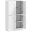 CREDENZA CUCINA IN LEGNO CON 2 ARMADIETTI, 4 ANTE, 2 RIPIANI REGOLABILI, PER SALA DA PRANZO, SOGGIORNO, BIANCO