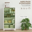 CREDENZA CUCINA IN LEGNO CON 2 ARMADIETTI, 4 ANTE, 2 RIPIANI REGOLABILI, PER SALA DA PRANZO, SOGGIORNO, BIANCO