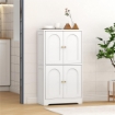 CREDENZA CUCINA IN LEGNO CON 2 ARMADIETTI, 4 ANTE, 2 RIPIANI REGOLABILI, PER SALA DA PRANZO, SOGGIORNO, BIANCO