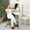 SEDIA DA UFFICIO GIREVOLE IN VELLUTO TEDDY, STRUTTURA ACCIAIO, ALTEZZA REGOLABILE, PORTATA 120KG, VERDE SCURO