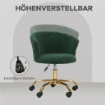 SEDIA DA UFFICIO GIREVOLE IN VELLUTO TEDDY, STRUTTURA ACCIAIO, ALTEZZA REGOLABILE, PORTATA 120KG, VERDE SCURO