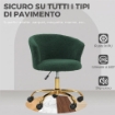 SEDIA DA UFFICIO GIREVOLE IN VELLUTO TEDDY, STRUTTURA ACCIAIO, ALTEZZA REGOLABILE, PORTATA 120KG, VERDE SCURO