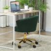SEDIA DA UFFICIO GIREVOLE IN VELLUTO TEDDY, STRUTTURA ACCIAIO, ALTEZZA REGOLABILE, PORTATA 120KG, VERDE SCURO
