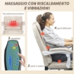 SEDIA DA UFFICIO MASSAGGIANTE IN TESSUTO EFFETTO PELLE TRASPIRANTE CON TELECOMANDO E ALTEZZA REGOLABILE, CREMA