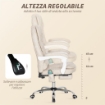 SEDIA DA UFFICIO MASSAGGIANTE IN TESSUTO EFFETTO PELLE TRASPIRANTE CON TELECOMANDO E ALTEZZA REGOLABILE, CREMA
