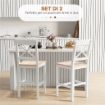 SET DI 2 SGABELLI BAR, SGABELLI CUCINA ALTI CON SCHIENALE ALTO, POGGIAPIEDI, IN LEGNO DI PINO, NATURALE E BIANCO