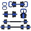 SET PESI PALESTRA 6 IN 1 MULTIFUNZIONE DA 20KG TOTALI IN PLASTICA E SABBIA, 125X18X18 CM, BLU