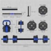 SET PESI PALESTRA 6 IN 1 MULTIFUNZIONE DA 20KG TOTALI IN PLASTICA E SABBIA, 125X18X18 CM, BLU