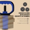 SET PESI PALESTRA 6 IN 1 MULTIFUNZIONE DA 20KG TOTALI IN PLASTICA E SABBIA, 125X18X18 CM, BLU