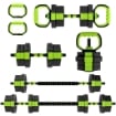 SET PESI PALESTRA 6 IN 1 MULTIFUNZIONE DA 20KG TOTALI IN PLASTICA E SABBIA, 125X18X18 CM, VERDE