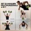 SET PESI PALESTRA 6 IN 1 MULTIFUNZIONE DA 20KG TOTALI IN PLASTICA E SABBIA, 125X18X18 CM, VERDE