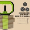 SET PESI PALESTRA 6 IN 1 MULTIFUNZIONE DA 20KG TOTALI IN PLASTICA E SABBIA, 125X18X18 CM, VERDE