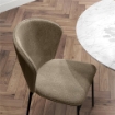 SET 2 SEDIE SALA DA PRANZO IN ACCIAIO E TESSUTO EFFETTO LINO, SEDUTA IMBOTTITA, SCHIENALE CURVO, MARRONE CHIARO