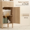 COLONNA BAGNO CON CASSETTO, 2 ARMADIETTI E RIPIANI REGOLABILI, RIPIANO EFFETTO MARMO, 41.5X30X168 CM, ROVERE