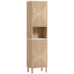 COLONNA BAGNO CON CASSETTO, 2 ARMADIETTI E RIPIANI REGOLABILI, RIPIANO EFFETTO MARMO, 41.5X30X168 CM, ROVERE