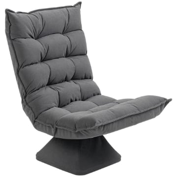 POLTRONA PER SALOTTO GIREVOLE E VELLUTATA CON SCHIENALE REGOLABILE IN 5 POSIZIONI, 62X70X95 CM, GRIGIO