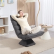 POLTRONA PER SALOTTO GIREVOLE E VELLUTATA CON SCHIENALE REGOLABILE IN 5 POSIZIONI, 62X70X95 CM, GRIGIO