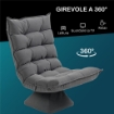 POLTRONA PER SALOTTO GIREVOLE E VELLUTATA CON SCHIENALE REGOLABILE IN 5 POSIZIONI, 62X70X95 CM, GRIGIO