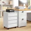 CASSETTIERA DA UFFICIO CON 4 CASSETTI E RUOTE CON FRENO IN LEGNO MDF, 46X40X65 CM, BIANCO