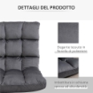 POLTRONA DA TERRA IN VELLUTO CON SCHIENALE RECLINABILE FINO 180¦ E IMBOTTITURA SPESSA, 55X71X53.5CM, GRIGIO SCURO