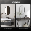 SPECCHIO BAGNO OVALE DA PARETE CON CORNICE IN ALLUMINIO, VERTICALE O ORIZZONTALE, 40X70CM, NERO