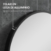 SPECCHIO BAGNO OVALE DA PARETE CON CORNICE IN ALLUMINIO, VERTICALE O ORIZZONTALE, 40X70CM, NERO