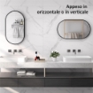 SPECCHIO BAGNO OVALE DA PARETE CON CORNICE IN ALLUMINIO, VERTICALE O ORIZZONTALE, 40X70CM, NERO