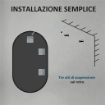 SPECCHIO BAGNO OVALE DA PARETE CON CORNICE IN ALLUMINIO, VERTICALE O ORIZZONTALE, 40X70CM, NERO