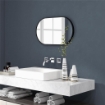 SPECCHIO BAGNO OVALE DA PARETE CON CORNICE IN ALLUMINIO, VERTICALE O ORIZZONTALE, 40X70CM, NERO