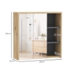 SPECCHIO BAGNO CONTENITORE CON 2 ANTE, 60X20X60 CM MOBILE BAGNO CON SPECCHIO, SCOMPARTO APERTO, NATURALE