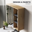 SPECCHIO BAGNO CONTENITORE CON 2 ANTE, 60X20X60 CM MOBILE BAGNO CON SPECCHIO, SCOMPARTO APERTO, NATURALE