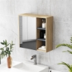 SPECCHIO BAGNO CONTENITORE CON 2 ANTE, 60X20X60 CM MOBILE BAGNO CON SPECCHIO, SCOMPARTO APERTO, NATURALE