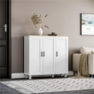 CREDENZA CUCINA IN LEGNO A 3 ANTE, RIPIANI REGOLABILI, STILE MINIMALISTA NORDICO, 90X30X90CM, BIANCO
