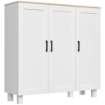 CREDENZA CUCINA IN LEGNO A 3 ANTE, RIPIANI REGOLABILI, STILE MINIMALISTA NORDICO, 90X30X90CM, BIANCO
