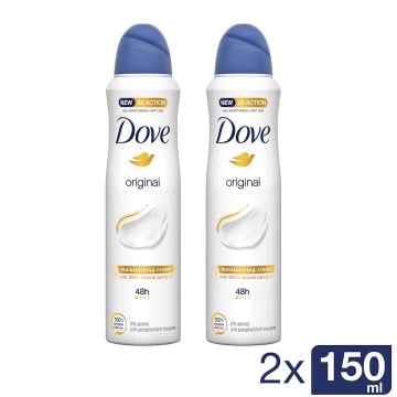 DOVE ADVANCED ORIGINAL SPRAY DEODORANTE 2 X 150 ML – PROTEZIONE ANTIODORE E ANTITRASPIRANTE