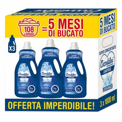 COCCOLATEVI LIQUIDO LAVATRICE ORIGINALE BIPACCO 3 X 1800 ML – DETERSIVO PER BUCATO