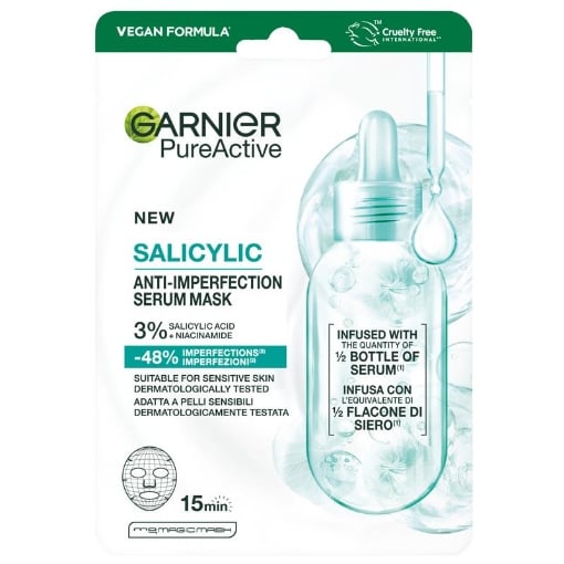 MASCHERA VISO GARNIER SKINACTIVE CON ACIDO SALICILICO 28 G – PURIFICANTE ANTI-IMPERFEZIONI