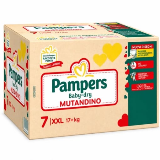 PAMPERS BABY DRY MUTANDINO TAGLIA 7 XXL 73 PANNOLINI MAXI SCORTA – PANNOLINI A MUTANDINA PER BAMBINI