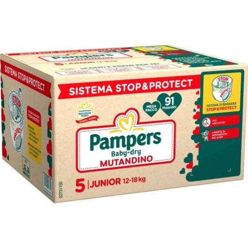 PAMPERS BABY DRY MUTANDINO TAGLIA 5 L 91 PANNOLINI – PANNOLINI A MUTANDINA PER BAMBINI