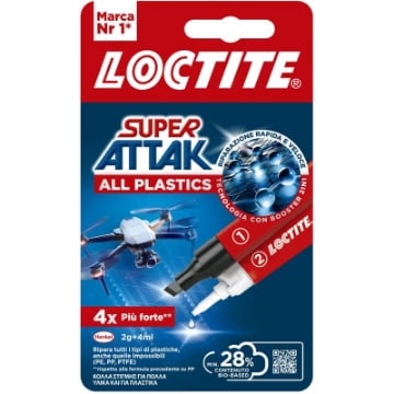 LOCTITE SUPER ATTAK ALL PLASTICS 2 G + 4 ML – COLLA PER PLASTICA CON PRIMER