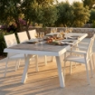 TAVOLO SEATTLE ALLUNGABILE COLORE BIANCO TOP EFFETTO LEGNO 205/265X105X75CM OKX