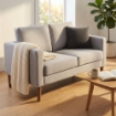 DIVANO A 2 POSTI RAMSAY CON GAMBE IN LEGNO DI COLORE GRIGIO CHIARO